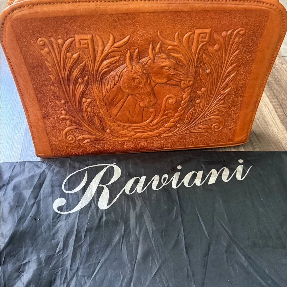Raviani Rare 100% Authentic Brown Leather Western Chair Horse Vintage